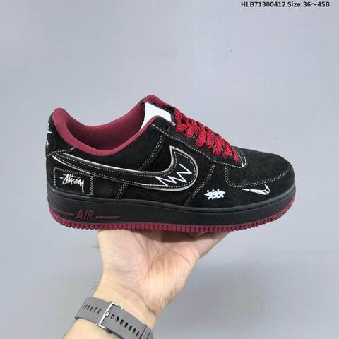 Nike Air Force 1 Low Black Burgundy White Dark Green Beige EU 36-45 Sneaker - Unisex (BS-60787)