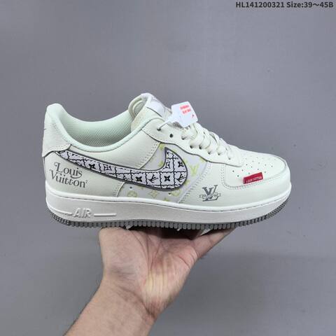 Nike Air Force 1 07 Low Off White Grey Light Yellow Red EU 39-45 Sneaker - Unisex (BS-61208)