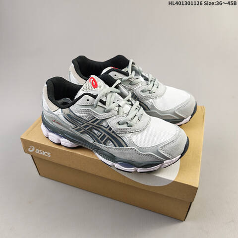 ASICS GEL-NYC AHAR 1203A571-100 Silver White Dark Grey Black Red EU 36-45 Running Shoe Running Sneakers - Unisex (BS-69226)