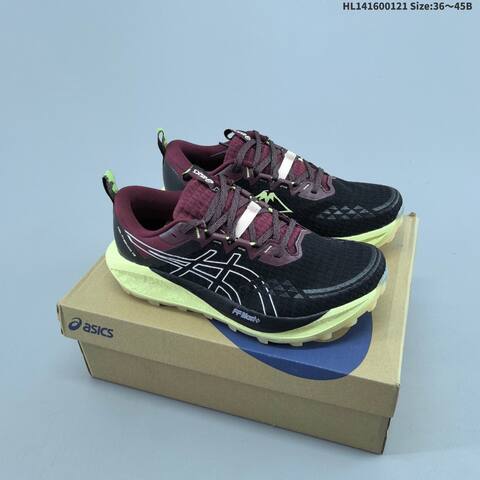 ASICS GEL TRABUCO 13 Black Burgundy Neon Yellow EU 36-45 Trail Shoe Trail Running Sneakers - Unisex (BS-69047)