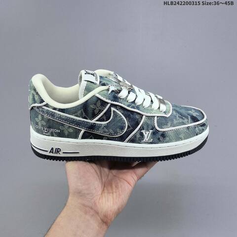 Nike Air Force 1 07 LV8 Blue Denim Off White Black EU 36-45 Sneaker - Unisex (BS-61295)