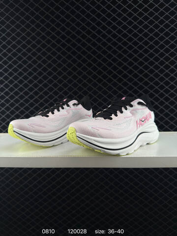 HOKA ONE ONE Clifton 10 Light Pink White Black Yellow EU 36-40 Running Shoe Running Sneakers - Unisex (BS-86501)