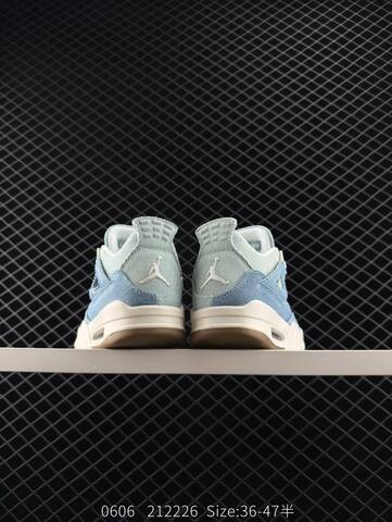 Jordan Air Jordan 4 Retro Denim Worn Blue Light Blue White Sail Brown Yellow EU 36-47 Basketball Shoe - Unisex (BS-81255)