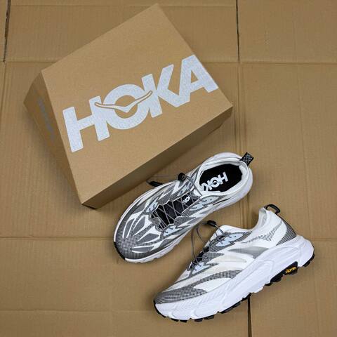 HOKA Mafate Speed 4 LITE White Black Grey Trail Shoe Trail Running Sneakers (BS-86938)
