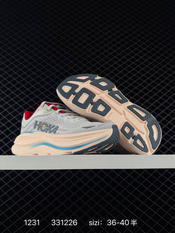 HOKA ONE ONE Clifton 10 Light Grey Peach Blue Red Dark Grey EU 36-40 Running Shoe Running Sneakers - Unisex (BS-86336)