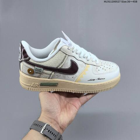 Nike Air Force 1 07 White Beige Burgundy Pale Yellow EU 36-45 Skate Shoe - Unisex (BS-60078)