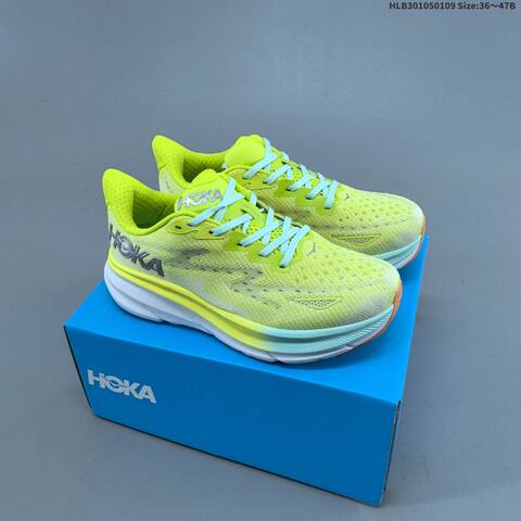 HOKA ONE ONE Clifton 9 Neon Yellow Light Blue White Orange EU 36-47 Running Shoe Running Sneakers - Unisex (BS-69409)