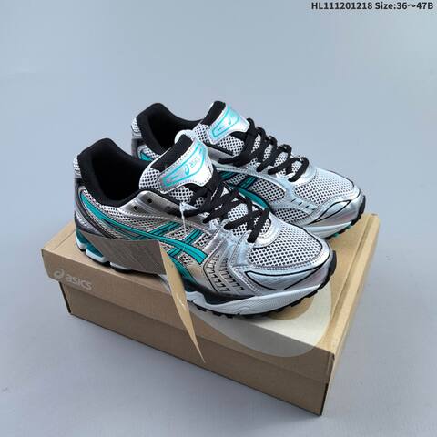 ASICS Gel Kayano 14 Silver White Black Turquoise EU 36-47 Running Shoe Running Sneakers - Unisex (BS-69140)