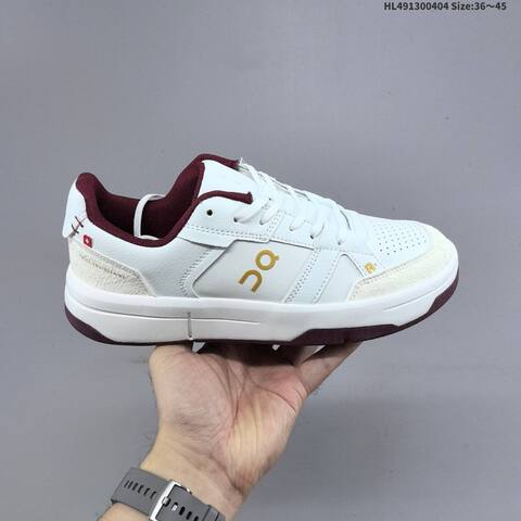 On The Roger Centre Court White Burgundy Gold EU 36-45 Sneaker Casual Sneakers - Unisex (BS-69642)