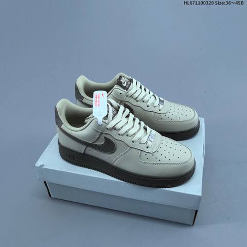 Nike Air Force 1 07 Light Beige Dark Brown Off White Blue EU 36-45 Sneaker - Unisex (BS-61059)