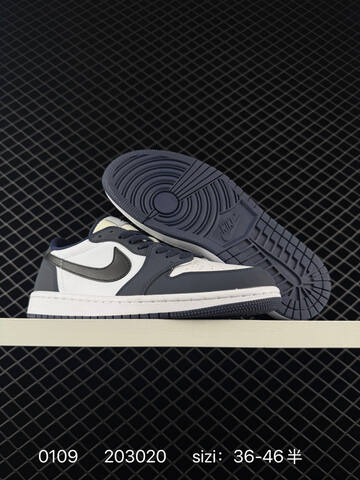 Jordan Air Jordan 1 Low White Dark Navy Black Cream EU 36-46 Sneaker - Unisex (BS-79862)