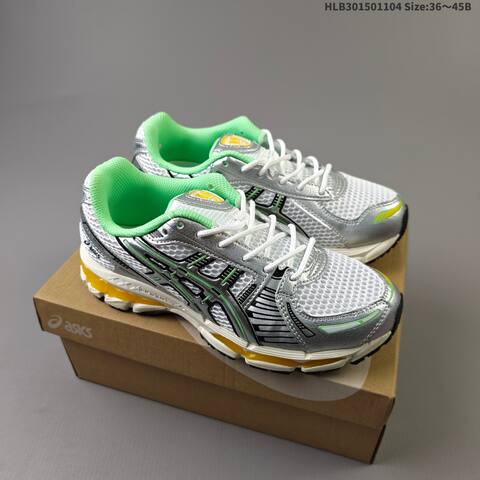 ASICS Gel-Kayano 12 1 Silver White Green Yellow EU 36-45 Running Shoe Running Sneakers - Unisex (BS-69330)