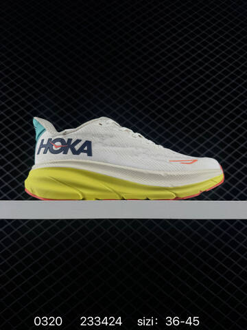 HOKA ONE ONE Clifton 9 White Yellow Red Teal EU 36-45 Running Shoe Running Sneakers - Unisex (BS-86289)