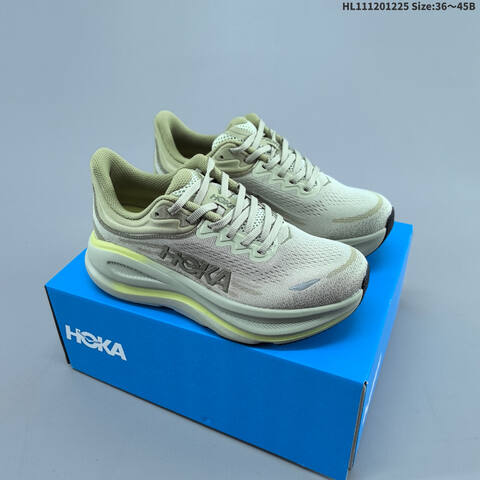 HOKA ONE ONE Bondi 9 Light Olive Pale Yellow Black EU 36-45 Running Shoe Running Sneakers - Unisex (BS-69420)