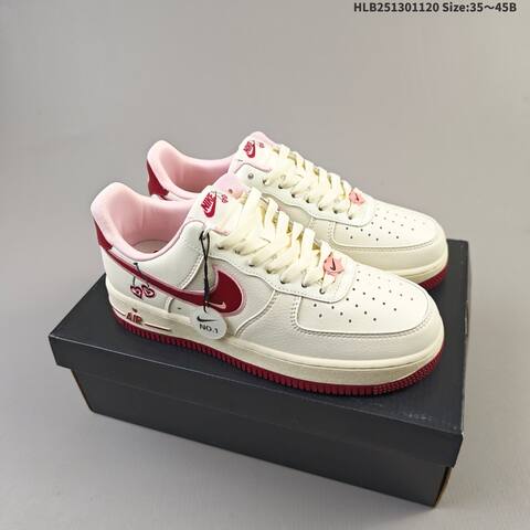 Nike Air Force 1 07 Low Sail Light Pink Dark Red EU 35-45 Sneaker - Unisex (BS-63384)