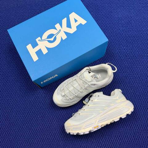 HOKA Mafate Three 2 White Cream Off White Trail Shoe Trail Running Sneakers (BS-86810)