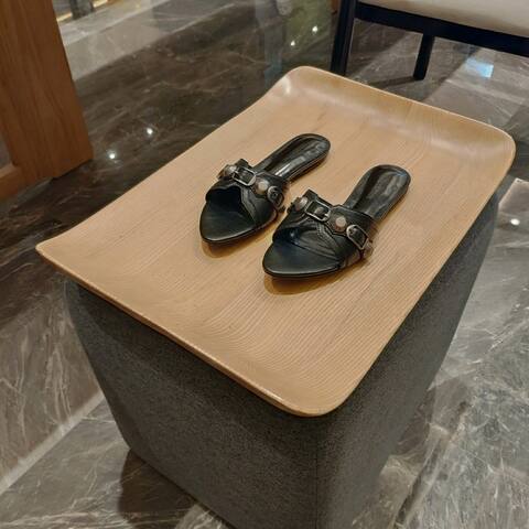 Balenciaga Cagole Slide Sandal Black Silver Slides (BS-87478)