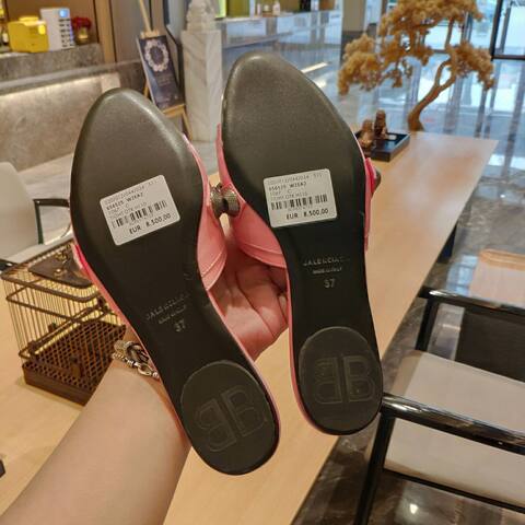 Balenciaga Cagole Slide Sandal Light Pink Dark Silver Black Slides (BS-87474)