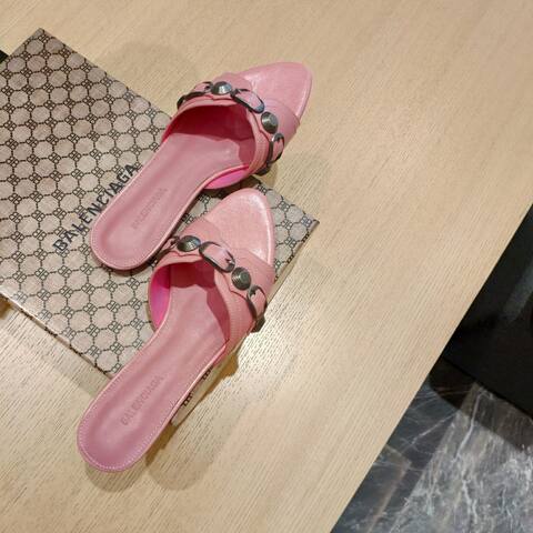 Balenciaga Cagole Slide Sandal Light Pink Dark Silver Black Slides (BS-87474)
