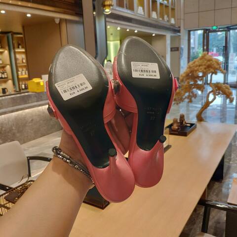 Balenciaga Cagole Heeled Mule Light Pink Silver Sandal (BS-87469)