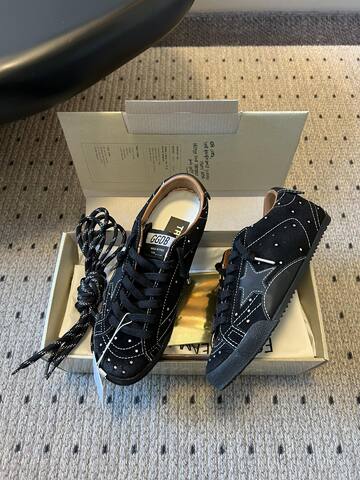 Golden Goose Super Star Black Silver White Brown Skate Shoe (BS-87452)