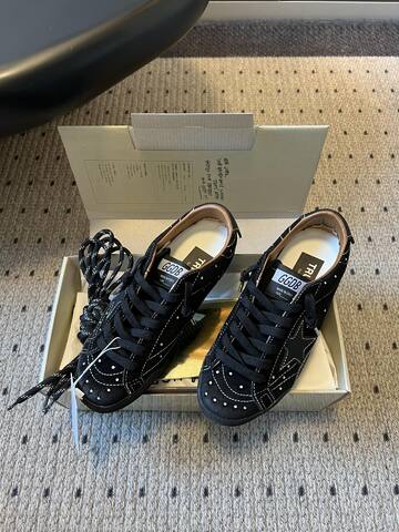 Golden Goose Super Star Black Silver White Brown Skate Shoe (BS-87452)