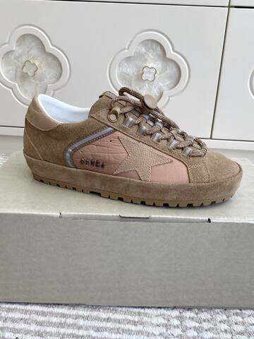 Golden Goose Super Star Tan Light Pink White Brown Sneaker (BS-87410)