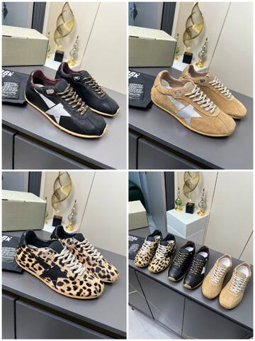 Golden Goose Running Marathon Beige Black Brown Sneaker (BS-87364)