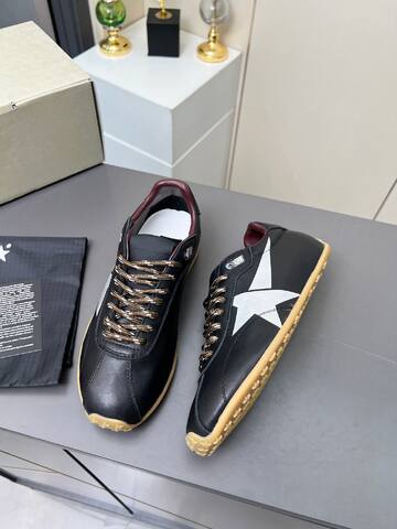 Golden Goose Running Star Black White Gold Burgundy Gum Sneaker (BS-87366)