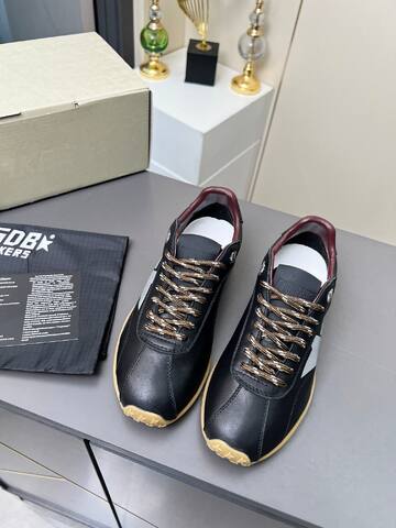 Golden Goose Running Star Black White Gold Burgundy Gum Sneaker (BS-87366)