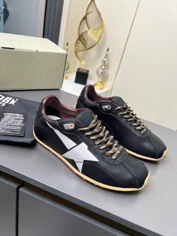 Golden Goose Running Star Black White Gold Burgundy Gum Sneaker (BS-87366)