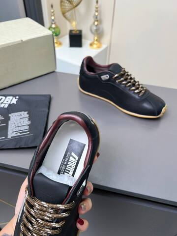 Golden Goose Running Star Black White Gold Burgundy Gum Sneaker (BS-87366)