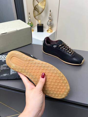 Golden Goose Running Star Black White Gold Burgundy Gum Sneaker (BS-87366)