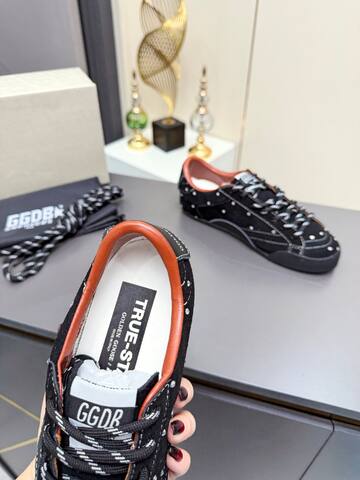 Golden Goose Truestar Black Silver Orange Skate Shoe (BS-87372)