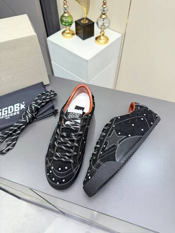 Golden Goose Truestar Black Silver Orange Skate Shoe (BS-87372)