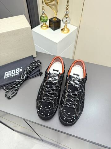 Golden Goose Truestar Black Silver Orange Skate Shoe (BS-87372)