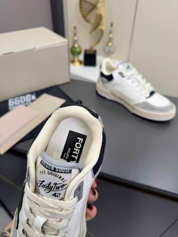 Golden Goose Forty2 White Black Grey Beige Skate Shoe (BS-87368)