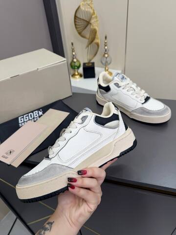 Golden Goose Forty2 White Black Grey Beige Skate Shoe (BS-87368)