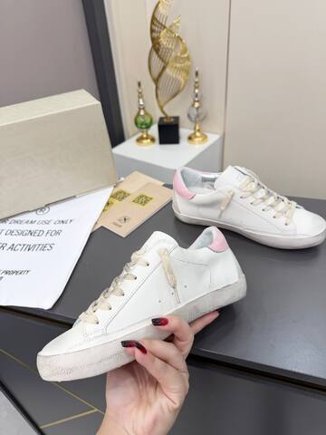 Golden Goose Superstar White Silver Pink Off White Skate Shoe (BS-87386)