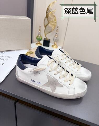 Golden Goose Superstar White Grey Navy Skate Shoe (BS-87382)
