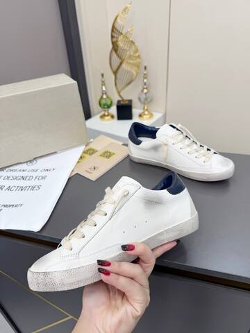 Golden Goose Superstar White Grey Navy Skate Shoe (BS-87382)