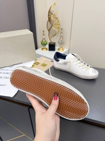 Golden Goose Superstar White Grey Navy Skate Shoe (BS-87382)