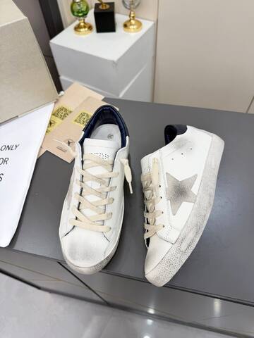 Golden Goose Superstar White Grey Navy Skate Shoe (BS-87382)
