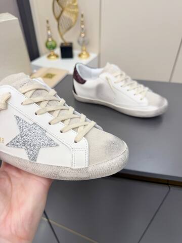 Golden Goose Superstar White Light Gray Silver Skate Shoe (BS-87381)