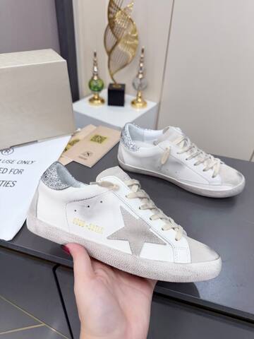 Golden Goose Superstar White Light Gray Silver Skate Shoe (BS-87381)
