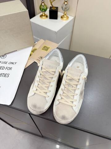 Golden Goose Superstar White Light Gray Silver Skate Shoe (BS-87381)