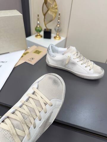 Golden Goose Superstar White Light Gray Silver Skate Shoe (BS-87381)