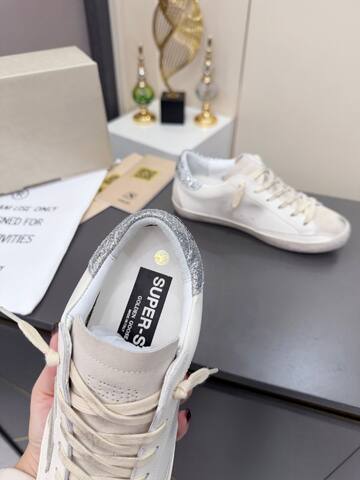 Golden Goose Superstar White Light Gray Silver Skate Shoe (BS-87381)