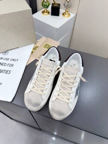 Golden Goose Superstar White Silver Burgundy Off White Skate Shoe (BS-87380)
