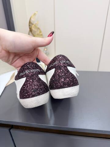 Golden Goose Superstar White Silver Burgundy Off White Skate Shoe (BS-87380)